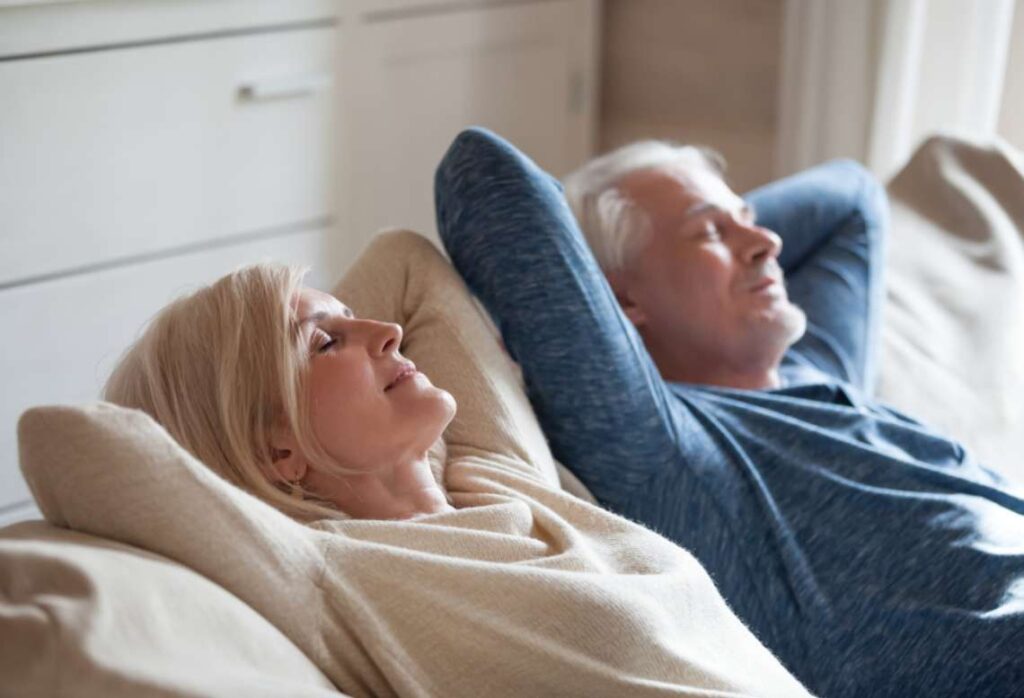 senior couple relaxing before their scheduled move