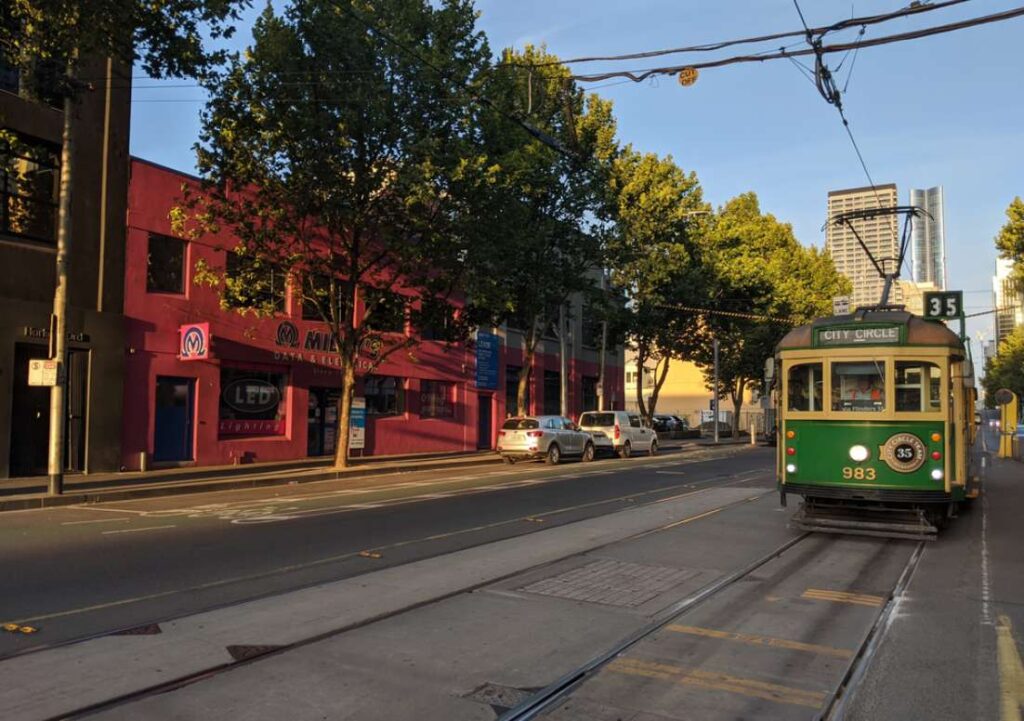 a Melbourne tram, the destination of Faulkner Removals Melbourne routes